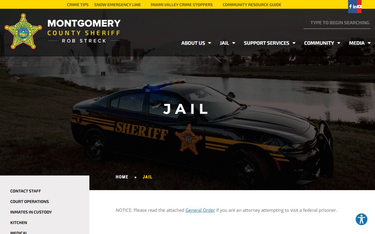 Montgomery County Jail official jail page for inmate records