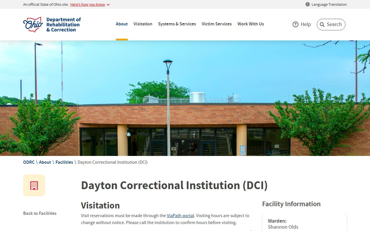 Dayton Correctional Institution ODRC facility profile for state prison inmate lookup