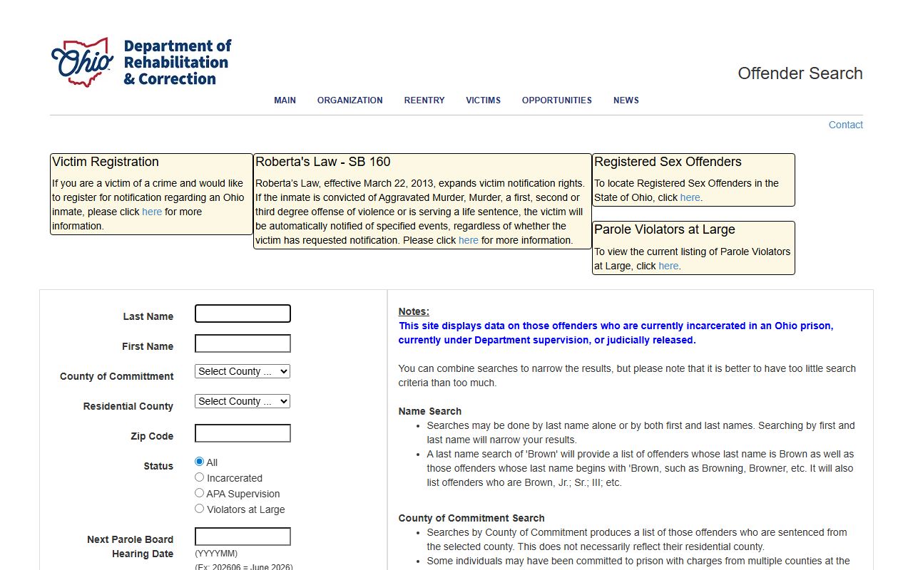 ODRC Offender Search for Dayton Correctional Institution inmate records